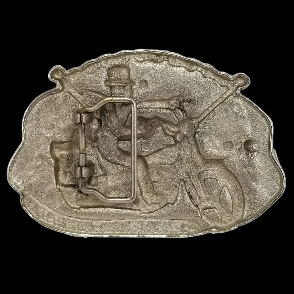 Rebel‎ Rider From Hell Motorcycle Skeleton Enamel Stamped Belt Buckle
